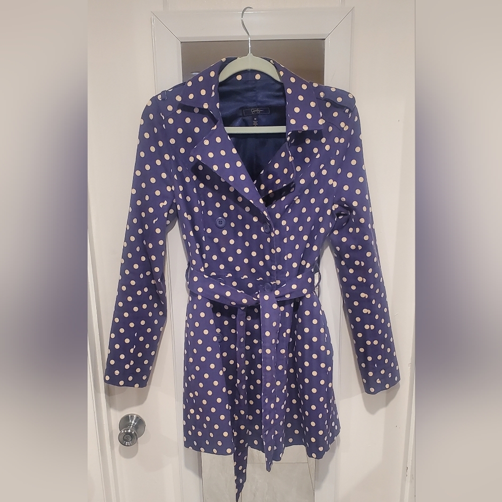 Blue with white polka-dot jacket